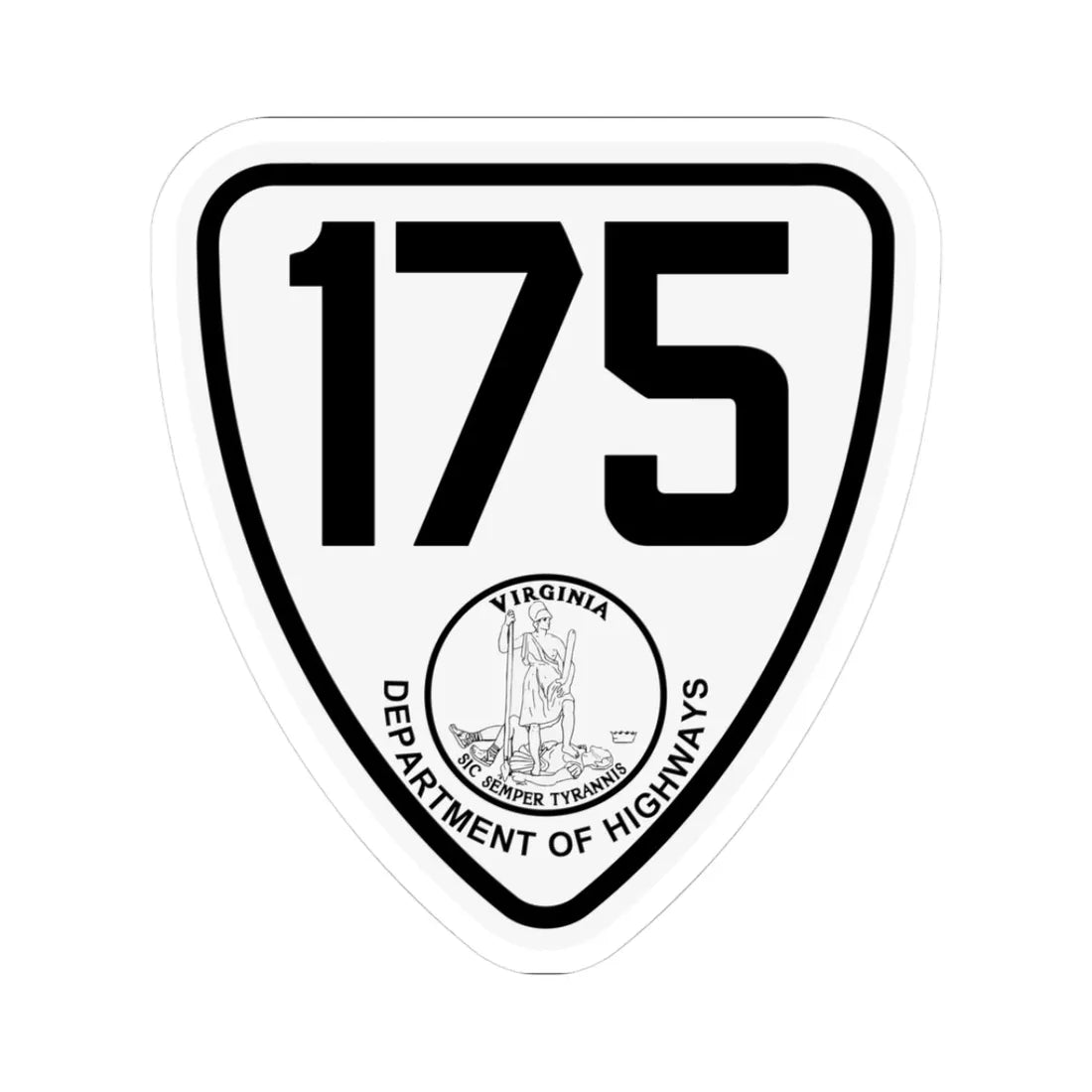 Virginia 175 1924 (Virginia) (Road Sign) STICKER Vinyl Kiss-Cut Decal 3 Inch White - The Sticker Space