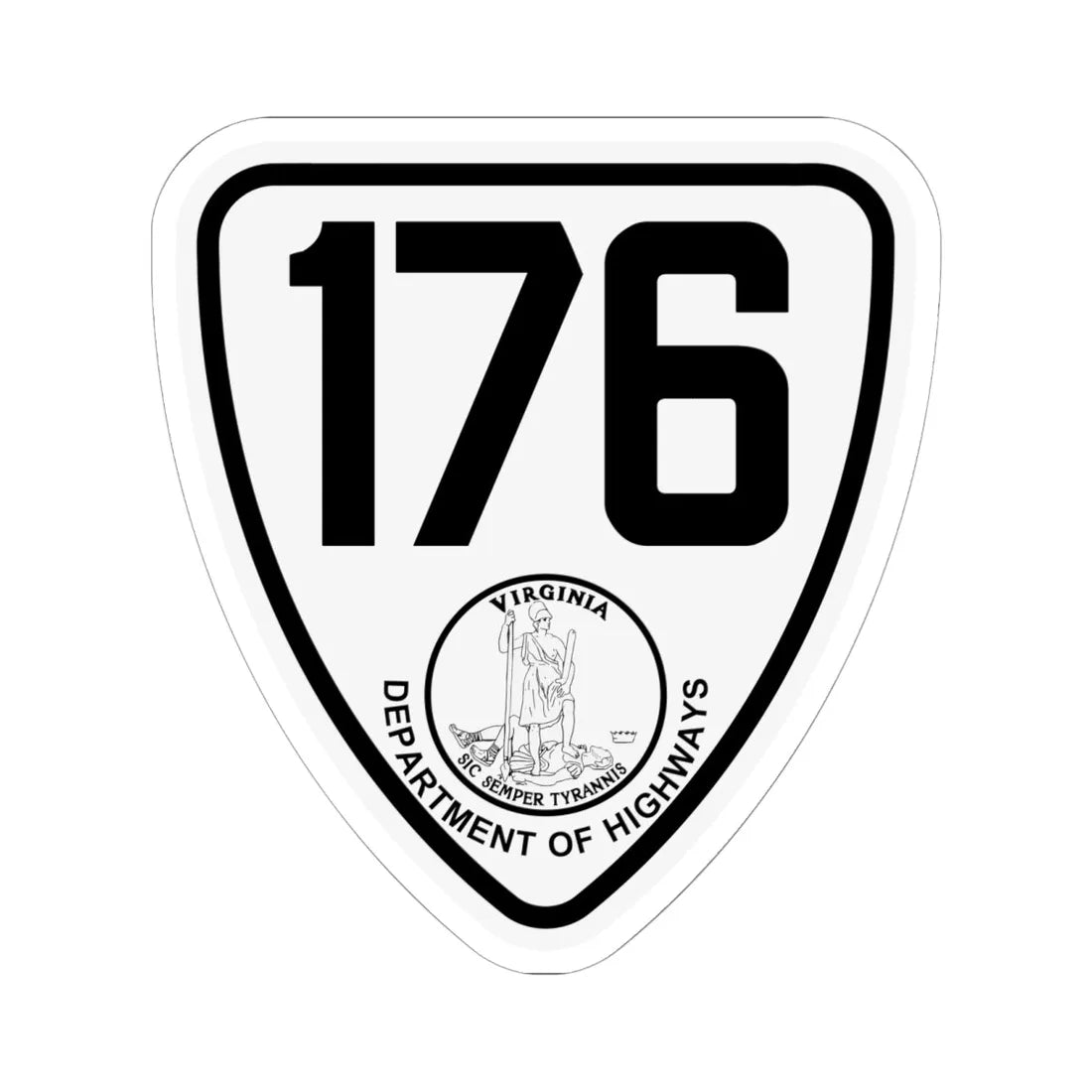 Virginia 176 1924 (Virginia) (Road Sign) STICKER Vinyl Kiss-Cut Decal 6 Inch White - The Sticker Space