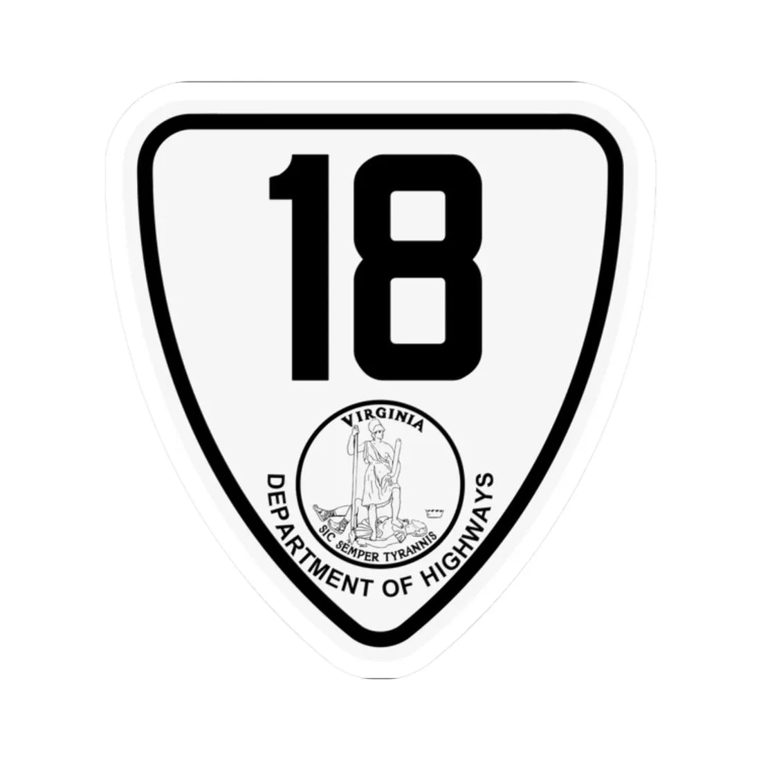 Virginia 18 1924 (Virginia) (Road Sign) STICKER Vinyl Kiss-Cut Decal 2 Inch White - The Sticker Space