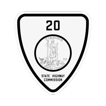 Virginia 20 1918 (Virginia) (Road Sign) STICKER Vinyl Kiss-Cut Decal 4 Inch White - The Sticker Space