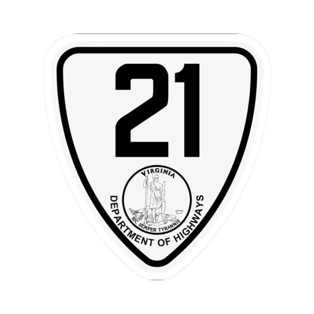 Virginia 21 1924 (Virginia) (Road Sign) STICKER Vinyl Kiss-Cut Decal 2 Inch White - The Sticker Space