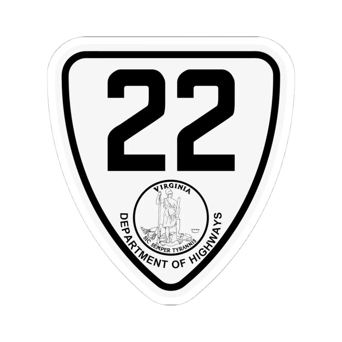 Virginia 22 1924 (Virginia) (Road Sign) STICKER Vinyl Kiss-Cut Decal 4 Inch White - The Sticker Space