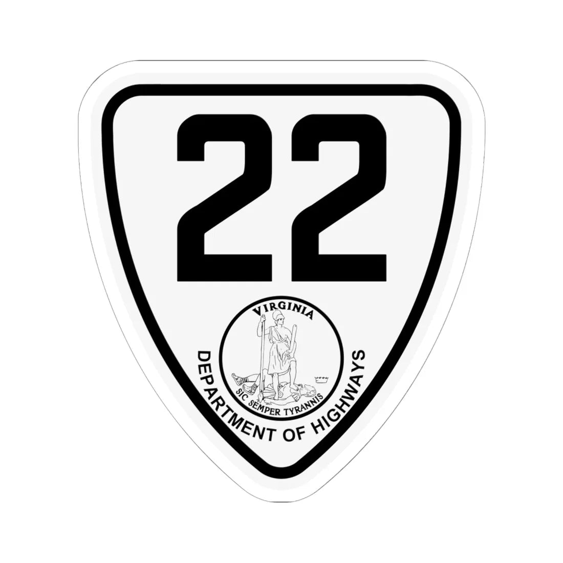 Virginia 22 1924 (Virginia) (Road Sign) STICKER Vinyl Kiss-Cut Decal 6 Inch White - The Sticker Space