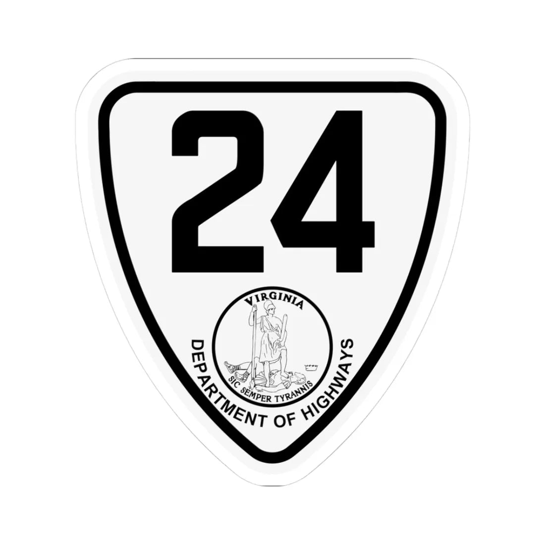Virginia 24 1924 (Virginia) (Road Sign) STICKER Vinyl Kiss-Cut Decal 3 Inch White - The Sticker Space
