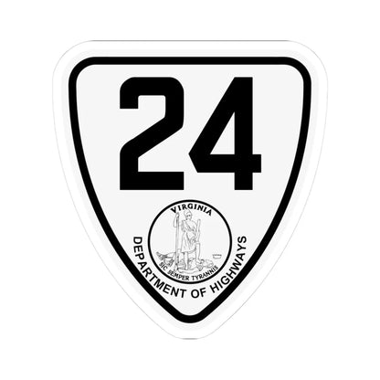 Virginia 24 1924 (Virginia) (Road Sign) STICKER Vinyl Kiss-Cut Decal 3 Inch White - The Sticker Space