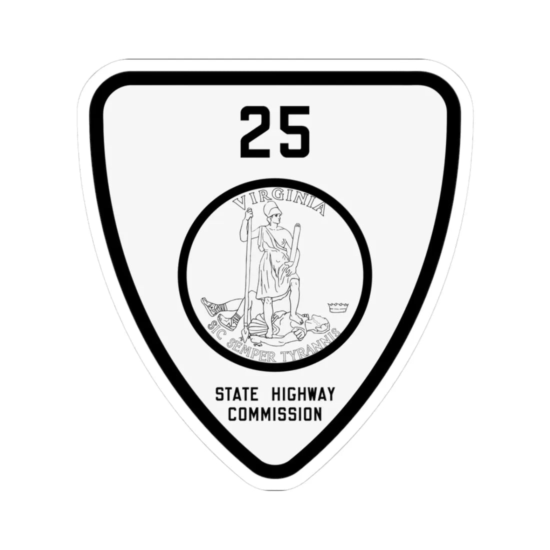 Virginia 25 1918 (Virginia) (Road Sign) STICKER Vinyl Kiss-Cut Decal 3 Inch White - The Sticker Space