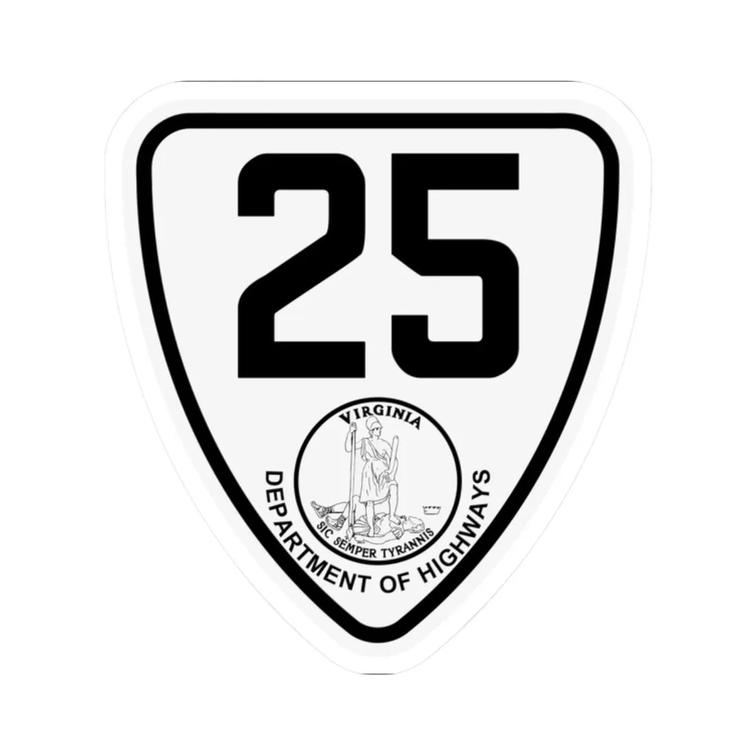 Virginia 25 1924 (Virginia) (Road Sign) STICKER Vinyl Kiss-Cut Decal 2 Inch White - The Sticker Space
