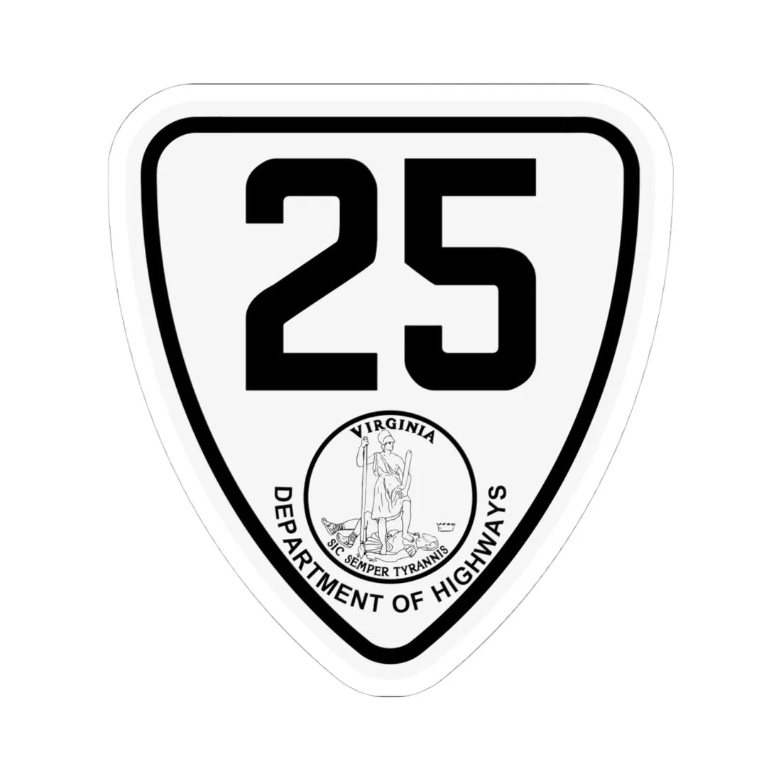 Virginia 25 1924 (Virginia) (Road Sign) STICKER Vinyl Kiss-Cut Decal 4 Inch White - The Sticker Space