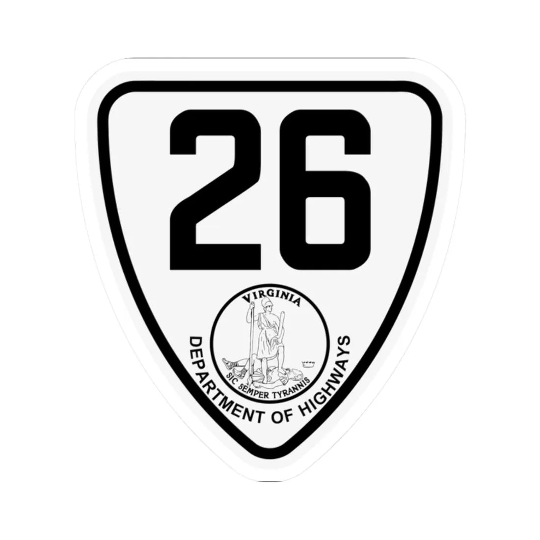 Virginia 26 1924 (Virginia) (Road Sign) STICKER Vinyl Kiss-Cut Decal 2 Inch White - The Sticker Space