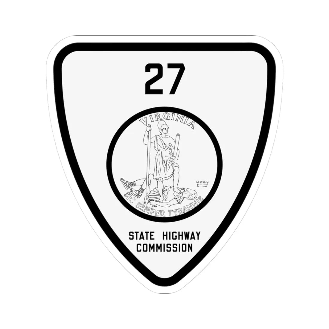 Virginia 27 1918 (Virginia) (Road Sign) STICKER Vinyl Kiss-Cut Decal 3 Inch White - The Sticker Space