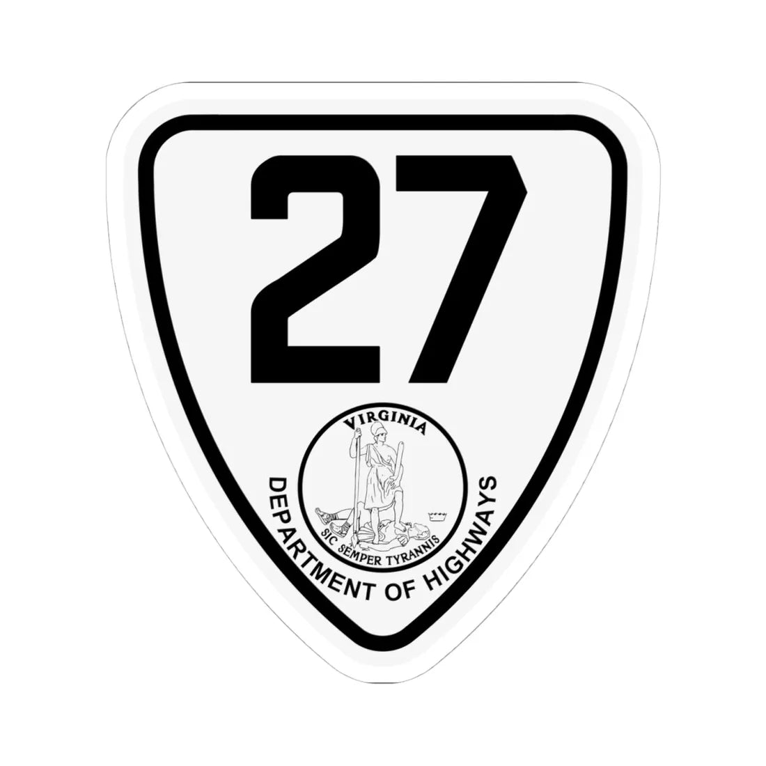 Virginia 27 1924 (Virginia) (Road Sign) STICKER Vinyl Kiss-Cut Decal 4 Inch White - The Sticker Space