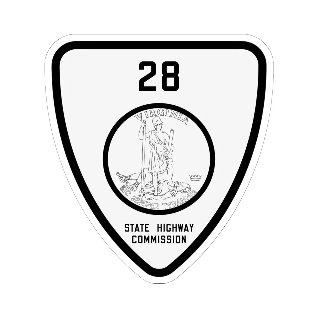 Virginia 28 1918 (Virginia) (Road Sign) STICKER Vinyl Kiss-Cut Decal 6 Inch White - The Sticker Space