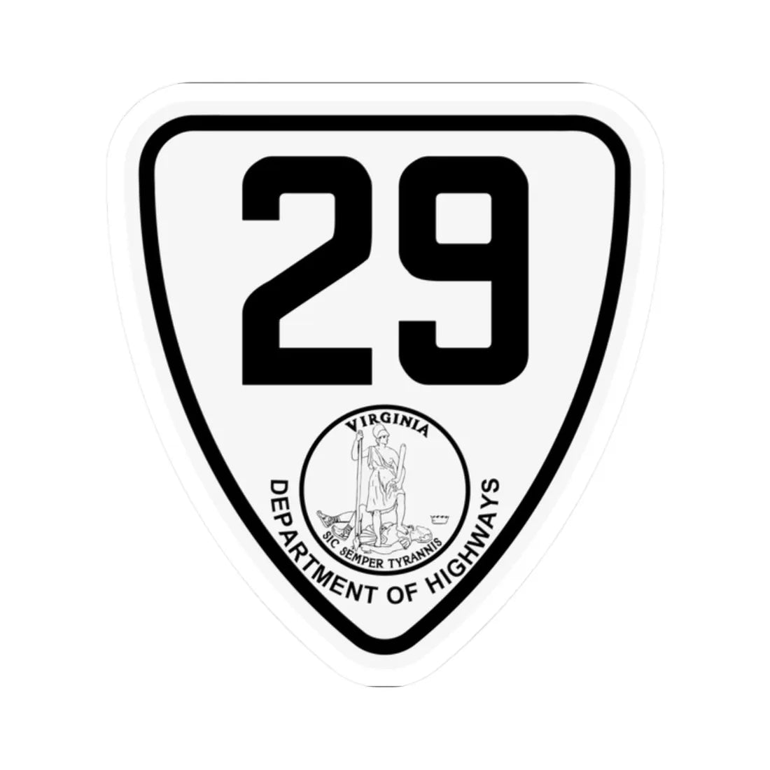 Virginia 29 1924 (Virginia) (Road Sign) STICKER Vinyl Kiss-Cut Decal 2 Inch White - The Sticker Space