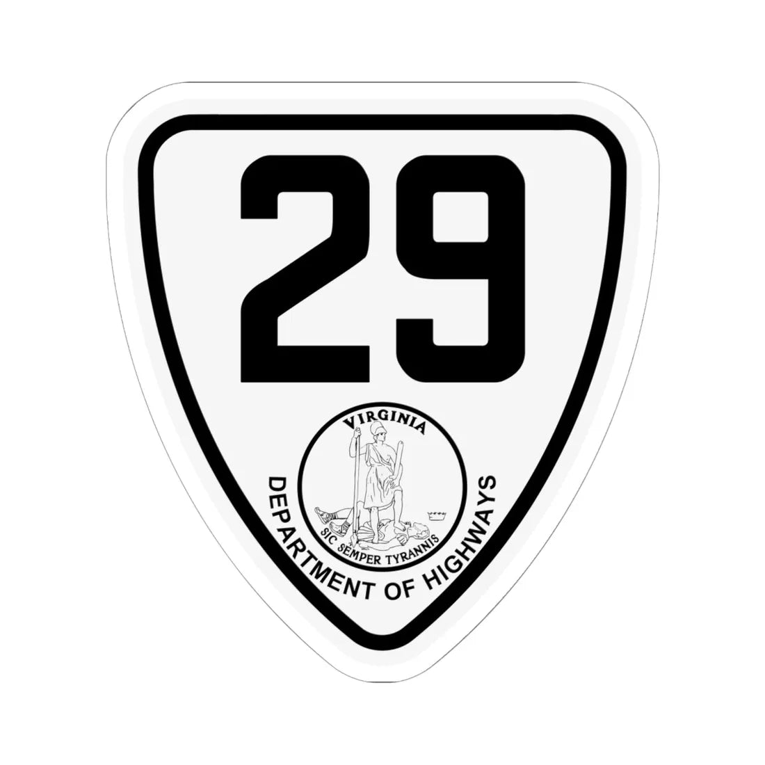 Virginia 29 1924 (Virginia) (Road Sign) STICKER Vinyl Kiss-Cut Decal 6 Inch White - The Sticker Space