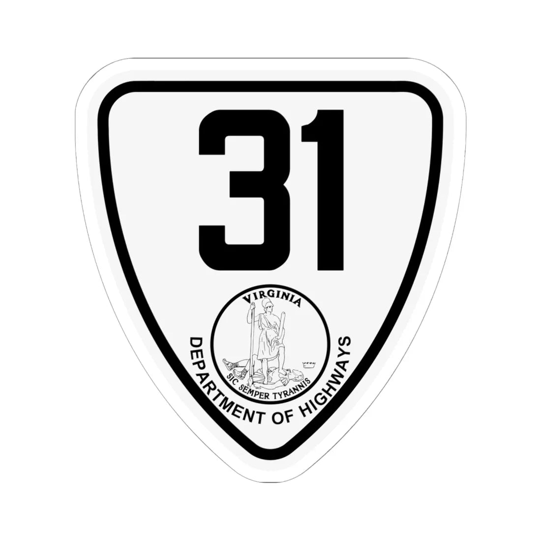 Virginia 31 1924 (Virginia) (Road Sign) STICKER Vinyl Kiss-Cut Decal 6 Inch White - The Sticker Space