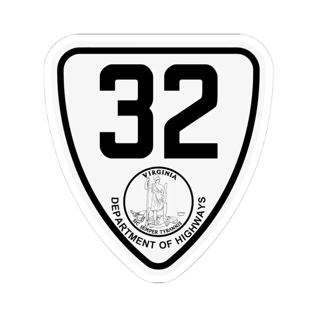 Virginia 32 1924 (Virginia) (Road Sign) STICKER Vinyl Kiss-Cut Decal 4 Inch White - The Sticker Space