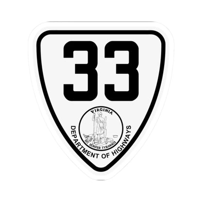 Virginia 33 1924 (Virginia) (Road Sign) STICKER Vinyl Kiss-Cut Decal 2 Inch White - The Sticker Space