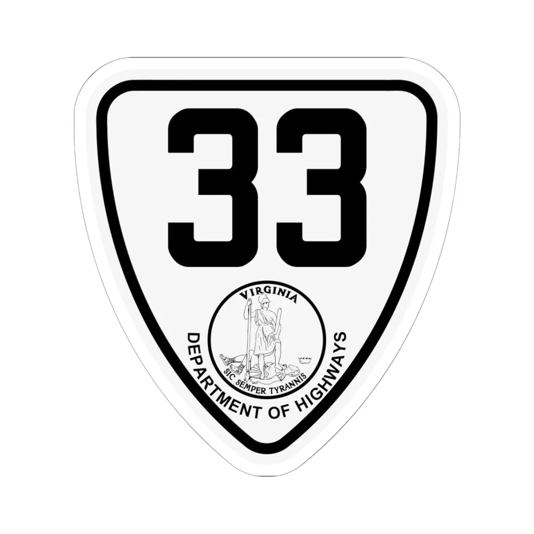 Virginia 33 1924 (Virginia) (Road Sign) STICKER Vinyl Kiss-Cut Decal 6 Inch White - The Sticker Space