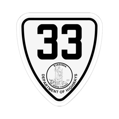 Virginia 33 1924 (Virginia) (Road Sign) STICKER Vinyl Kiss-Cut Decal 6 Inch White - The Sticker Space