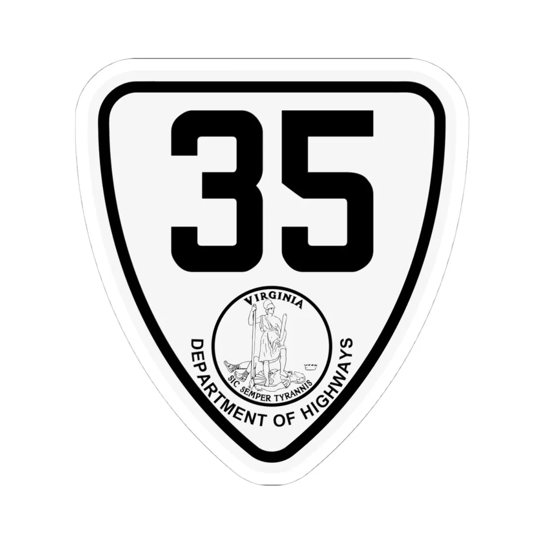 Virginia 35 1924 (Virginia) (Road Sign) STICKER Vinyl Kiss-Cut Decal 4 Inch White - The Sticker Space