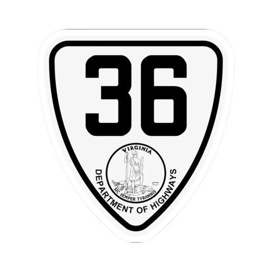 Virginia 36 1924 (Virginia) (Road Sign) STICKER Vinyl Kiss-Cut Decal 2 Inch White - The Sticker Space