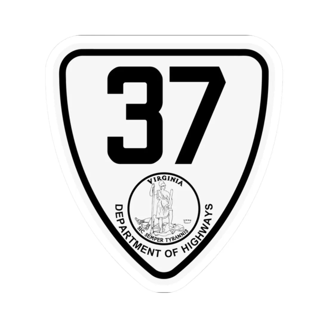 Virginia 37 1924 (Virginia) (Road Sign) STICKER Vinyl Kiss-Cut Decal 2 Inch White - The Sticker Space
