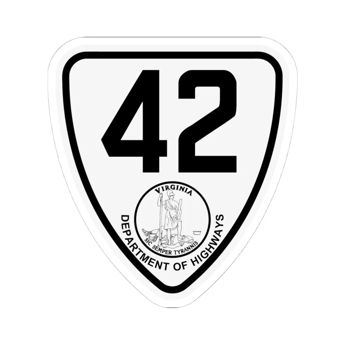 Virginia 42 1924 (Virginia) (Road Sign) STICKER Vinyl Kiss-Cut Decal 4 Inch White - The Sticker Space