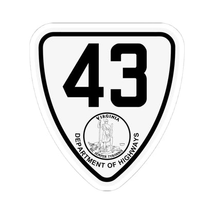 Virginia 43 1924 (Virginia) (Road Sign) STICKER Vinyl Kiss-Cut Decal 4 Inch White - The Sticker Space