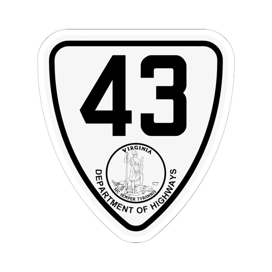 Virginia 43 1924 (Virginia) (Road Sign) STICKER Vinyl Kiss-Cut Decal 6 Inch White - The Sticker Space