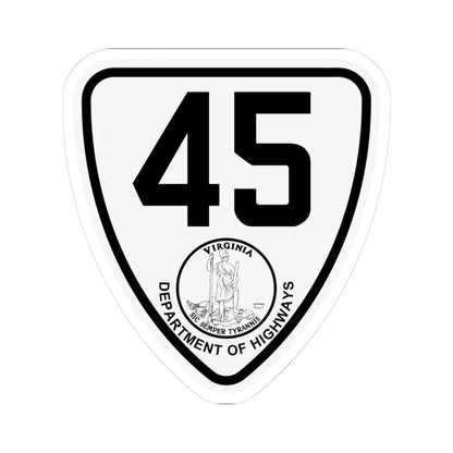 Virginia 45 1924 (Virginia) (Road Sign) STICKER Vinyl Kiss-Cut Decal 3 Inch White - The Sticker Space