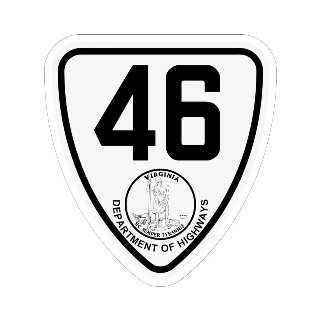 Virginia 46 1924 (Virginia) (Road Sign) STICKER Vinyl Kiss-Cut Decal 6 Inch White - The Sticker Space