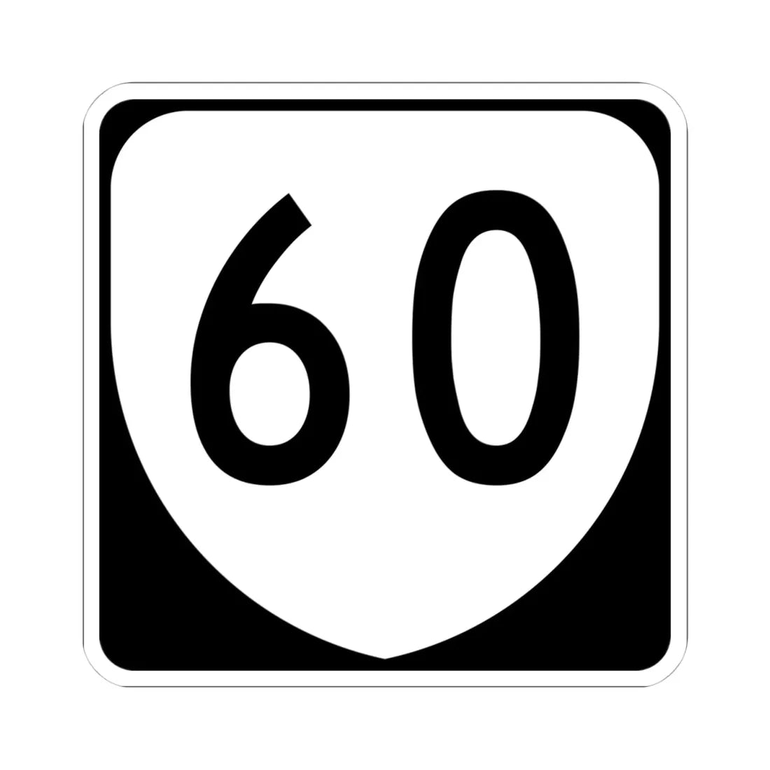 Virginia 60 (Virginia) (Road Sign) STICKER Vinyl Kiss-Cut Decal 4 Inch White - The Sticker Space