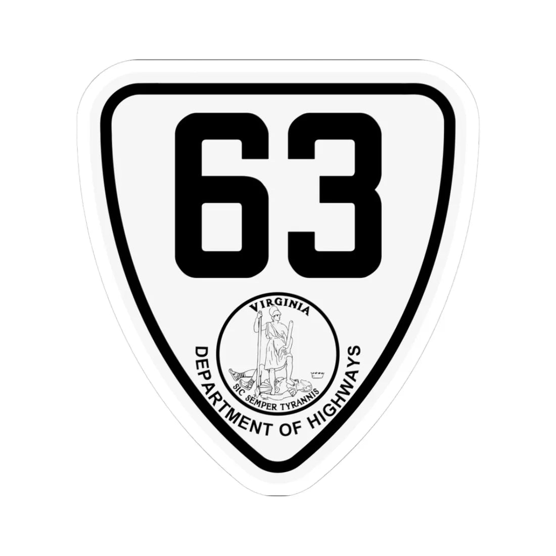 Virginia 63 1924 (Virginia) (Road Sign) STICKER Vinyl Kiss-Cut Decal 3 Inch White - The Sticker Space