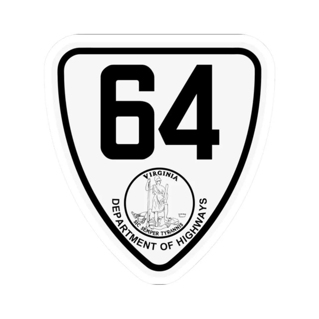 Virginia 64 1924 (Virginia) (Road Sign) STICKER Vinyl Kiss-Cut Decal 2 Inch White - The Sticker Space