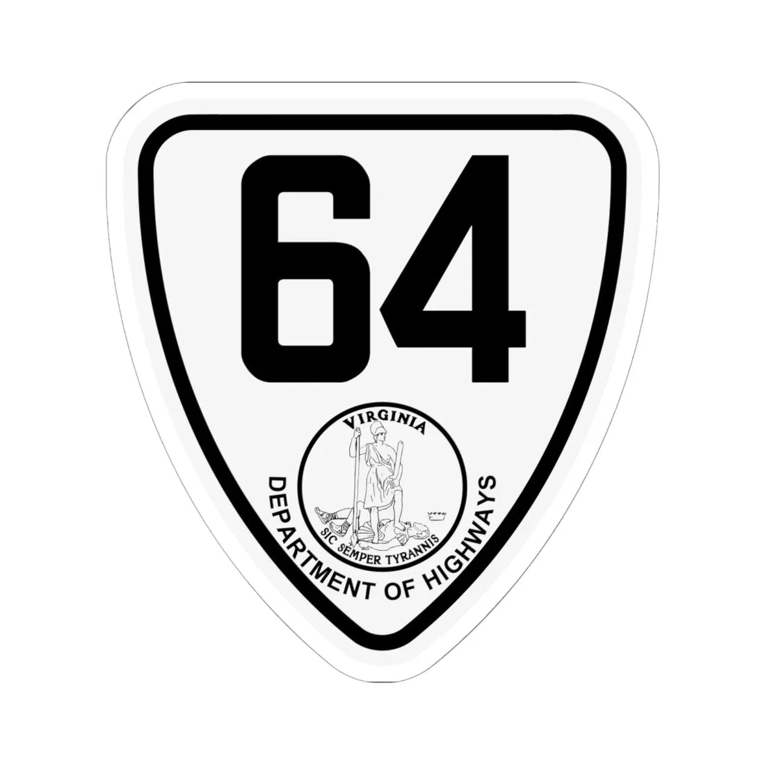 Virginia 64 1924 (Virginia) (Road Sign) STICKER Vinyl Kiss-Cut Decal 6 Inch White - The Sticker Space