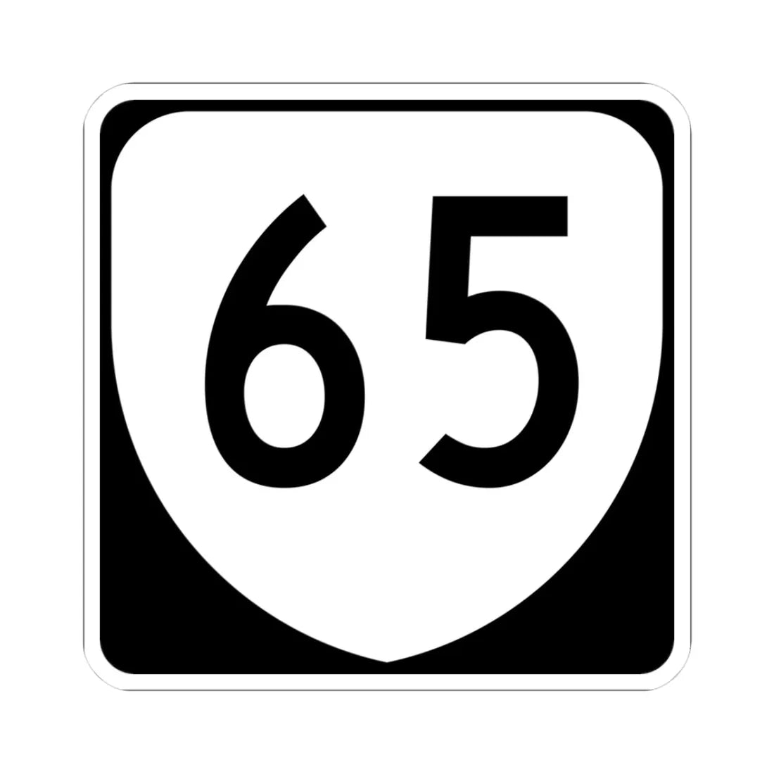 Virginia 65 (Virginia) (Road Sign) STICKER Vinyl Kiss-Cut Decal 3 Inch White - The Sticker Space