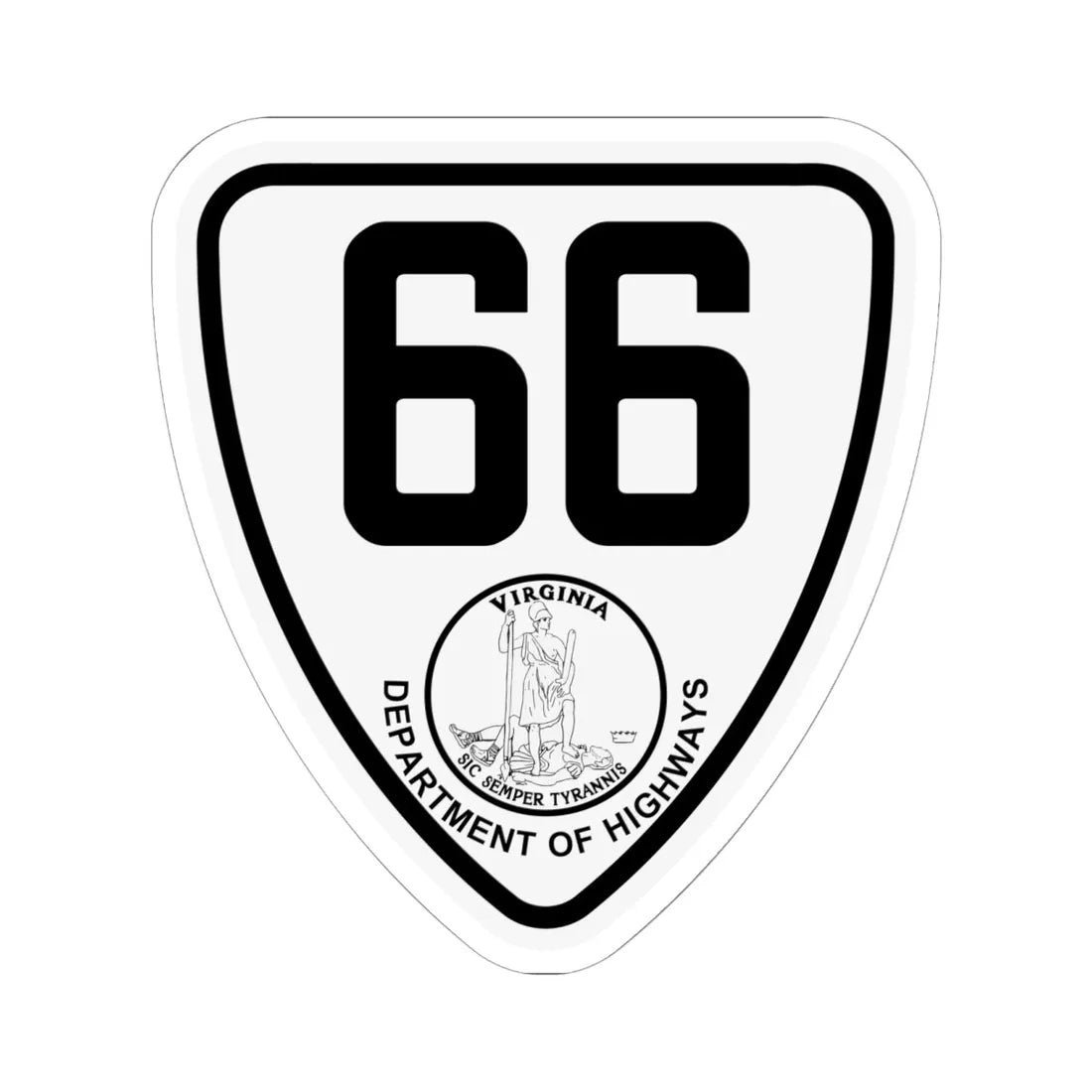 Virginia 66 1924 (Virginia) (Road Sign) STICKER Vinyl Kiss-Cut Decal 6 Inch White - The Sticker Space