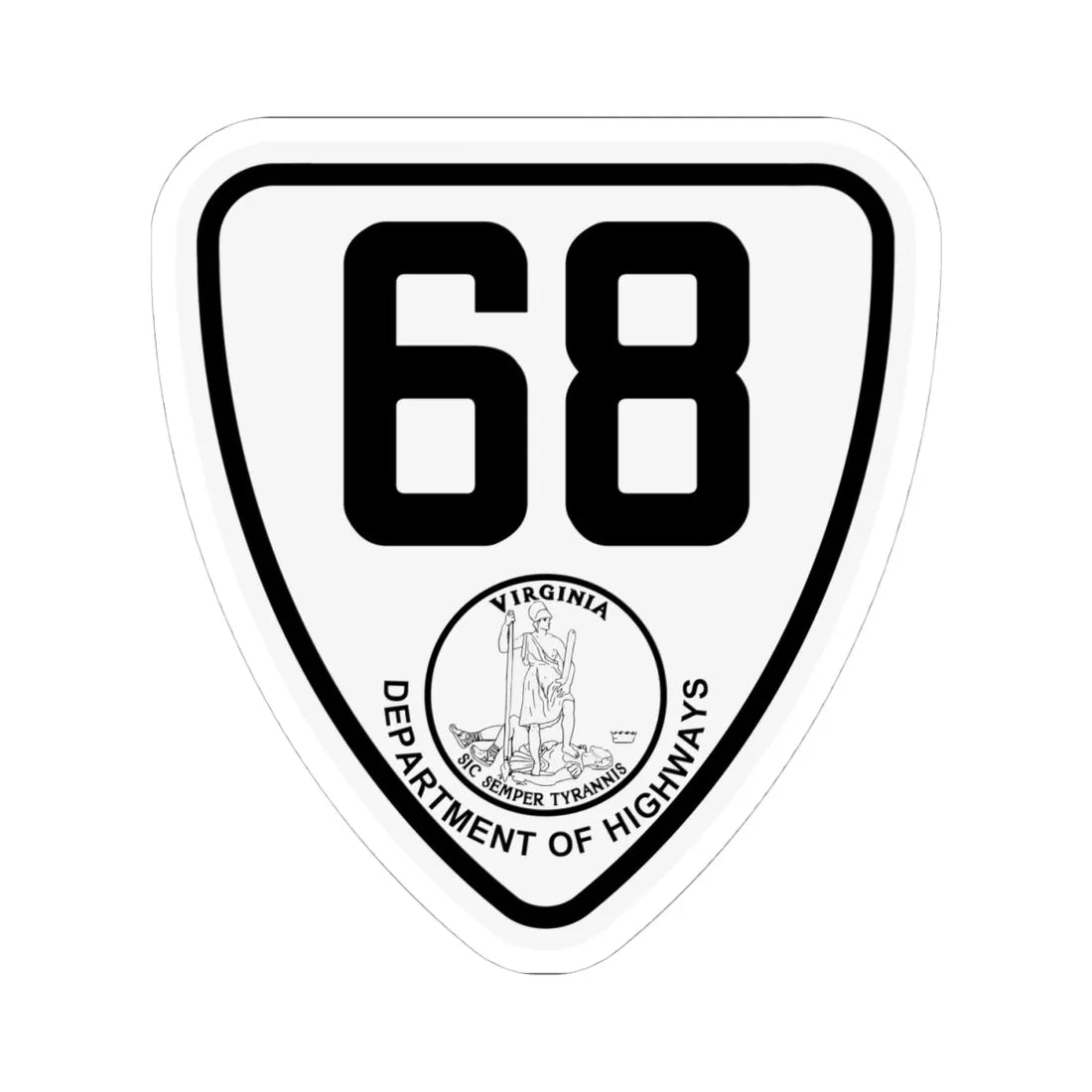 Virginia 68 1924 (Virginia) (Road Sign) STICKER Vinyl Kiss-Cut Decal 4 Inch White - The Sticker Space