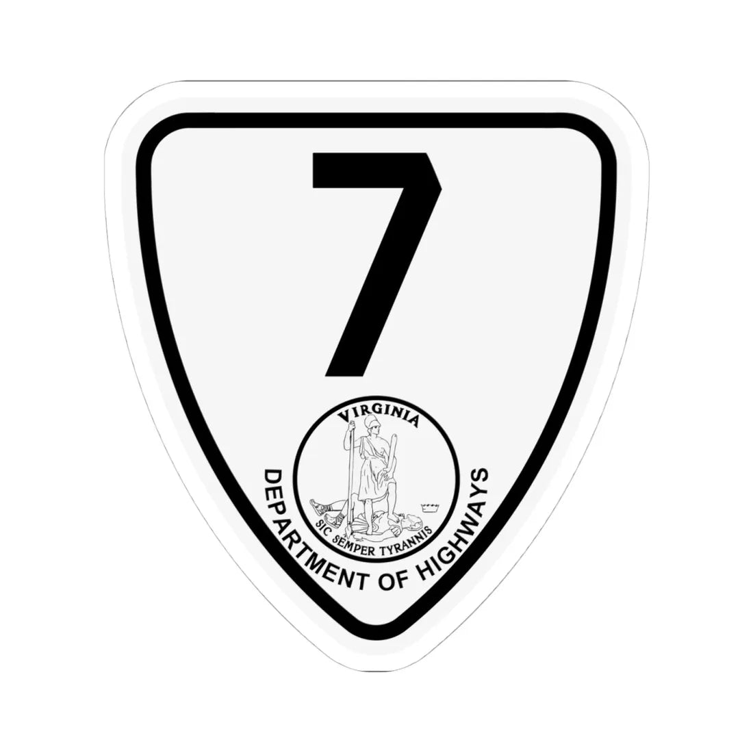 Virginia 7 1924 (Virginia) (Road Sign) STICKER Vinyl Kiss-Cut Decal 4 Inch White - The Sticker Space