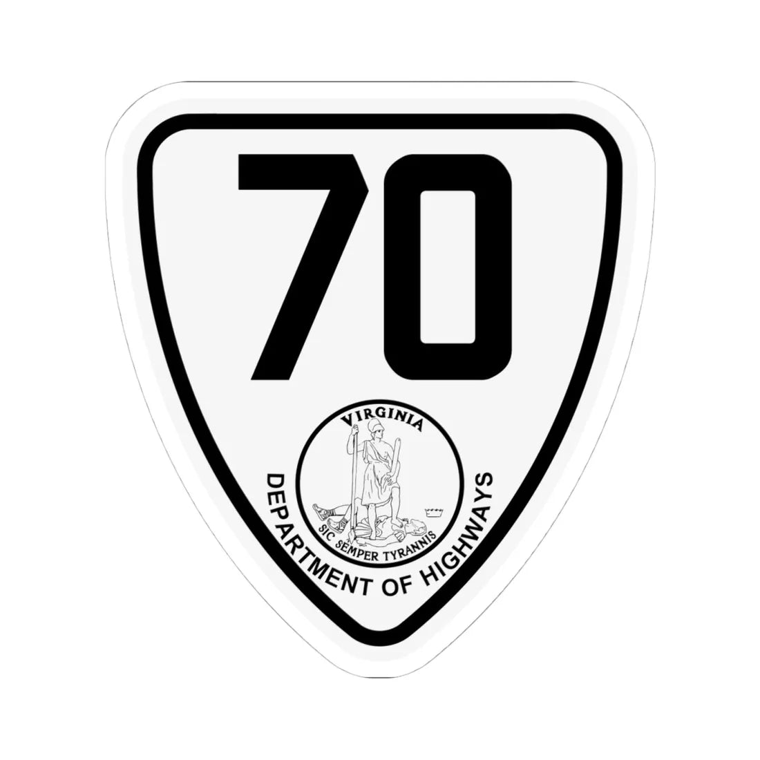 Virginia 70 1924 (Virginia) (Road Sign) STICKER Vinyl Kiss-Cut Decal 4 Inch White - The Sticker Space