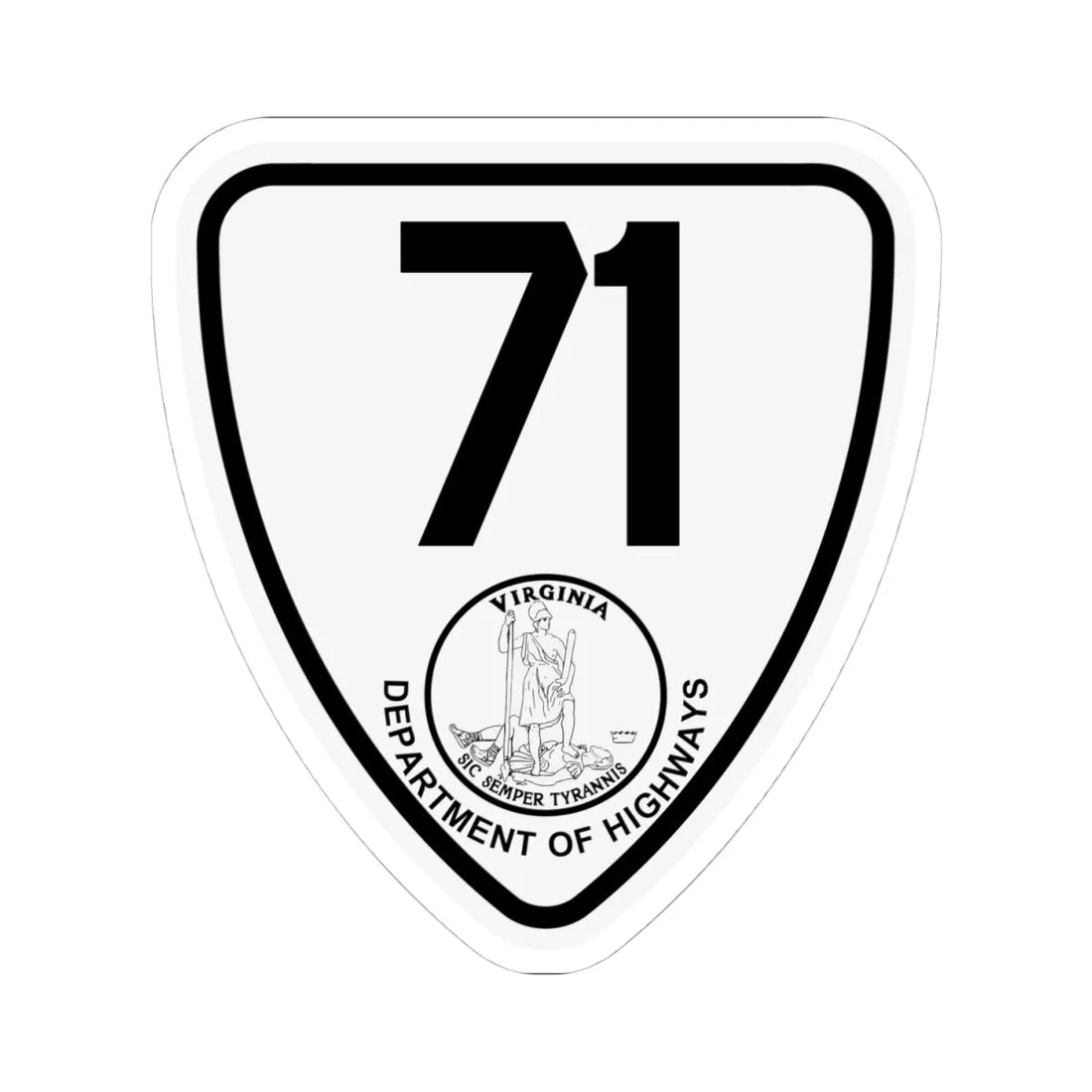 Virginia 71 1924 (Virginia) (Road Sign) STICKER Vinyl Kiss-Cut Decal 4 Inch White - The Sticker Space