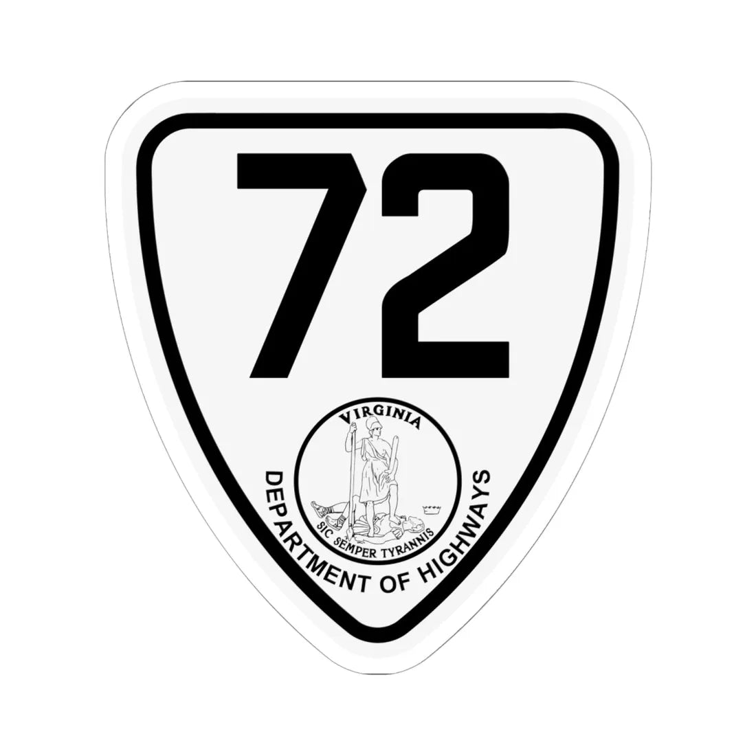 Virginia 72 1924 (Virginia) (Road Sign) STICKER Vinyl Kiss-Cut Decal 6 Inch White - The Sticker Space