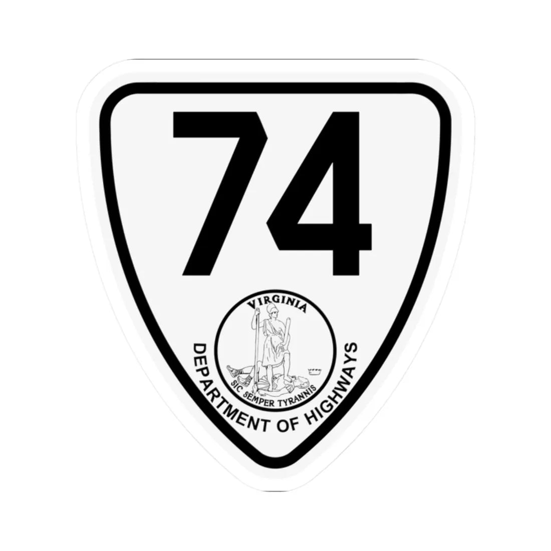 Virginia 74 1924 (Virginia) (Road Sign) STICKER Vinyl Kiss-Cut Decal 2 Inch White - The Sticker Space