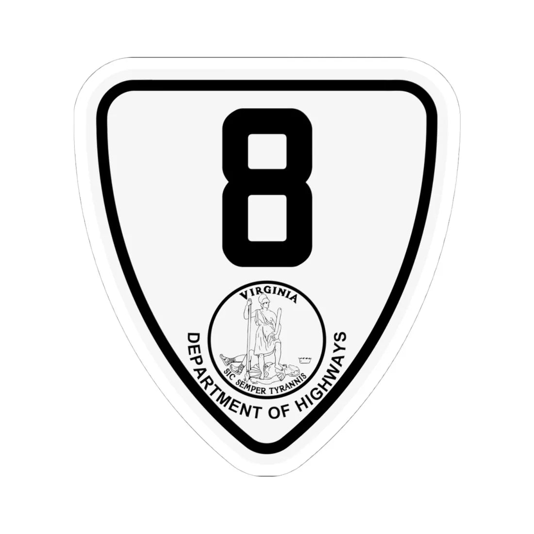 Virginia 8 1924 (Virginia) (Road Sign) STICKER Vinyl Kiss-Cut Decal 4 Inch White - The Sticker Space
