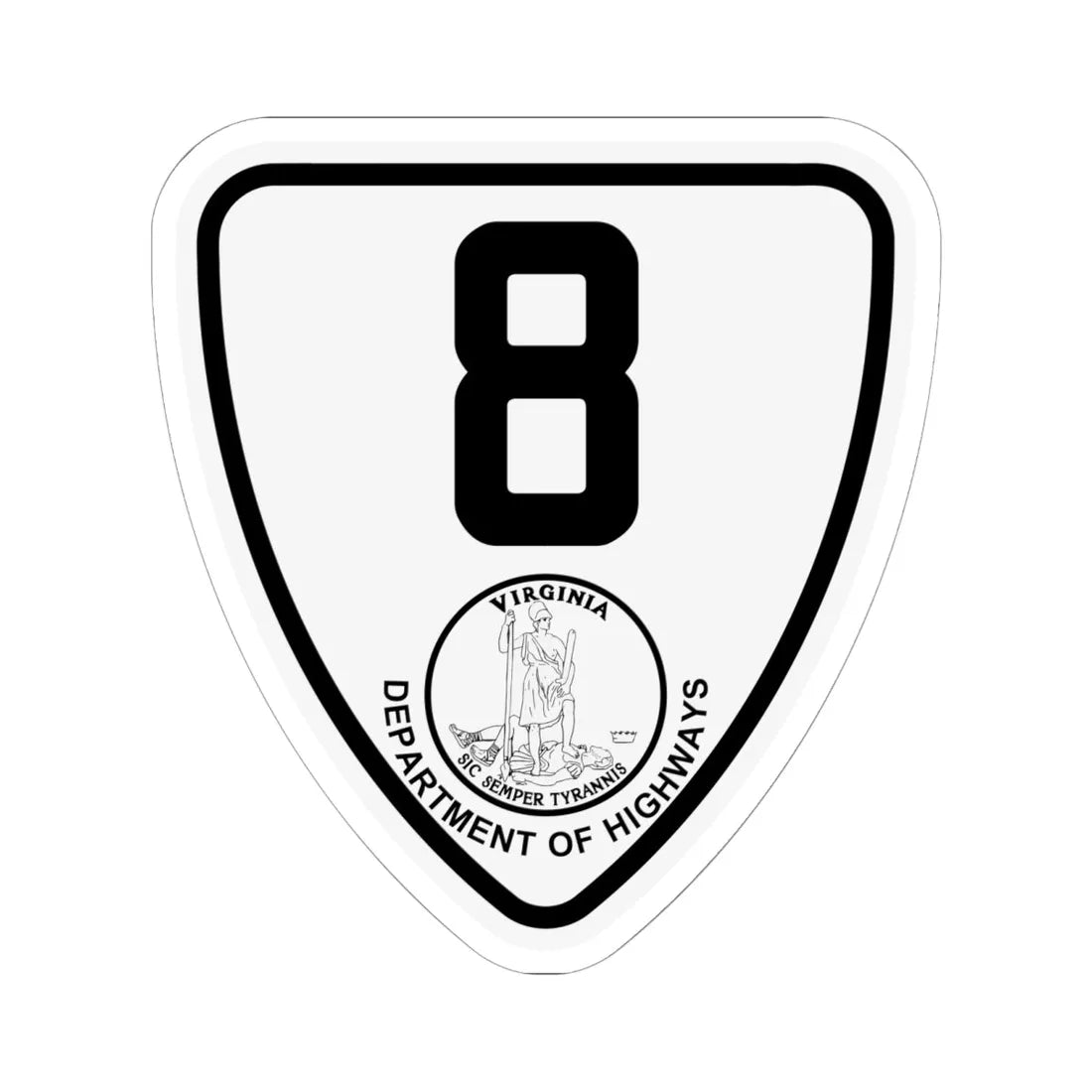 Virginia 8 1924 (Virginia) (Road Sign) STICKER Vinyl Kiss-Cut Decal 6 Inch White - The Sticker Space