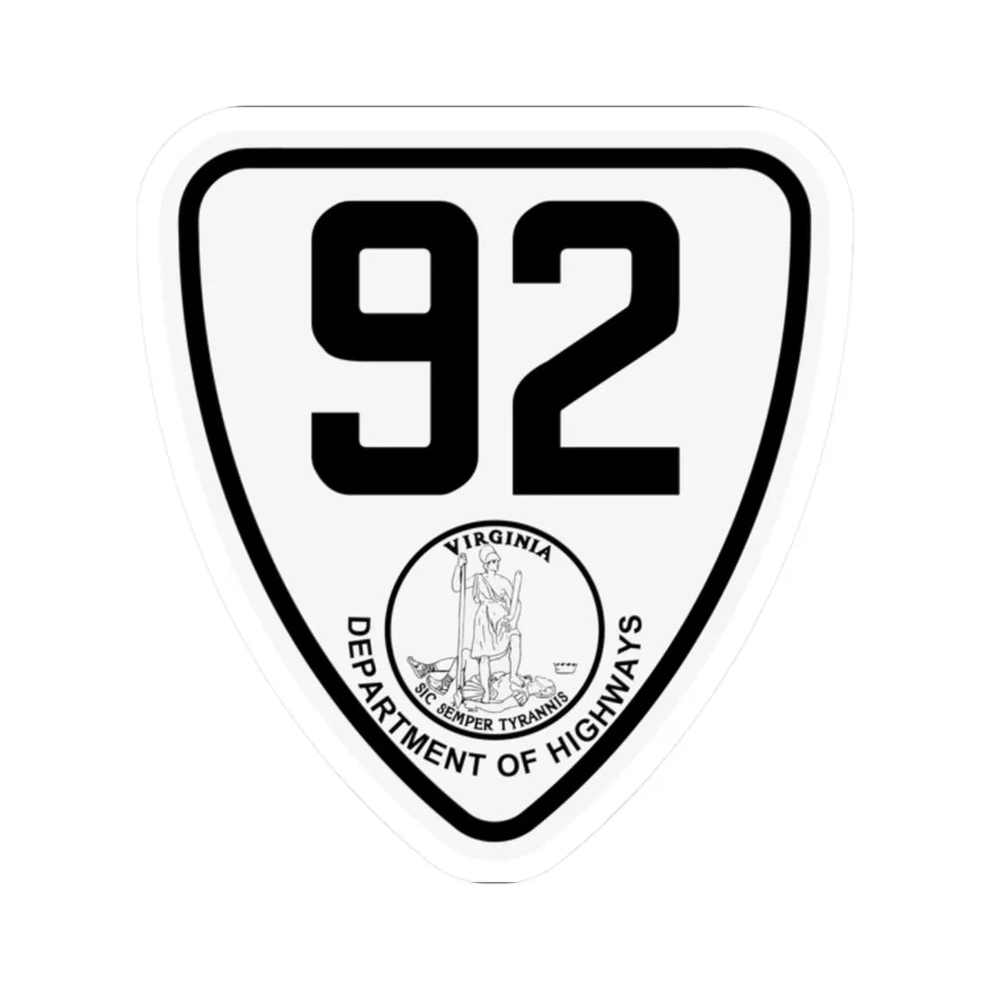 Virginia 92 1924 (Virginia) (Road Sign) STICKER Vinyl Kiss-Cut Decal 2 Inch White - The Sticker Space