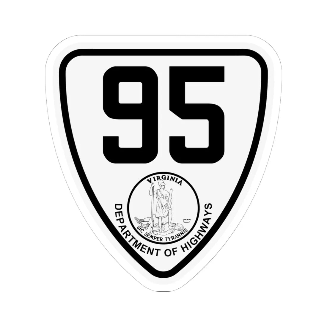 Virginia 95 1924 (Virginia) (Road Sign) STICKER Vinyl Kiss-Cut Decal 4 Inch White - The Sticker Space