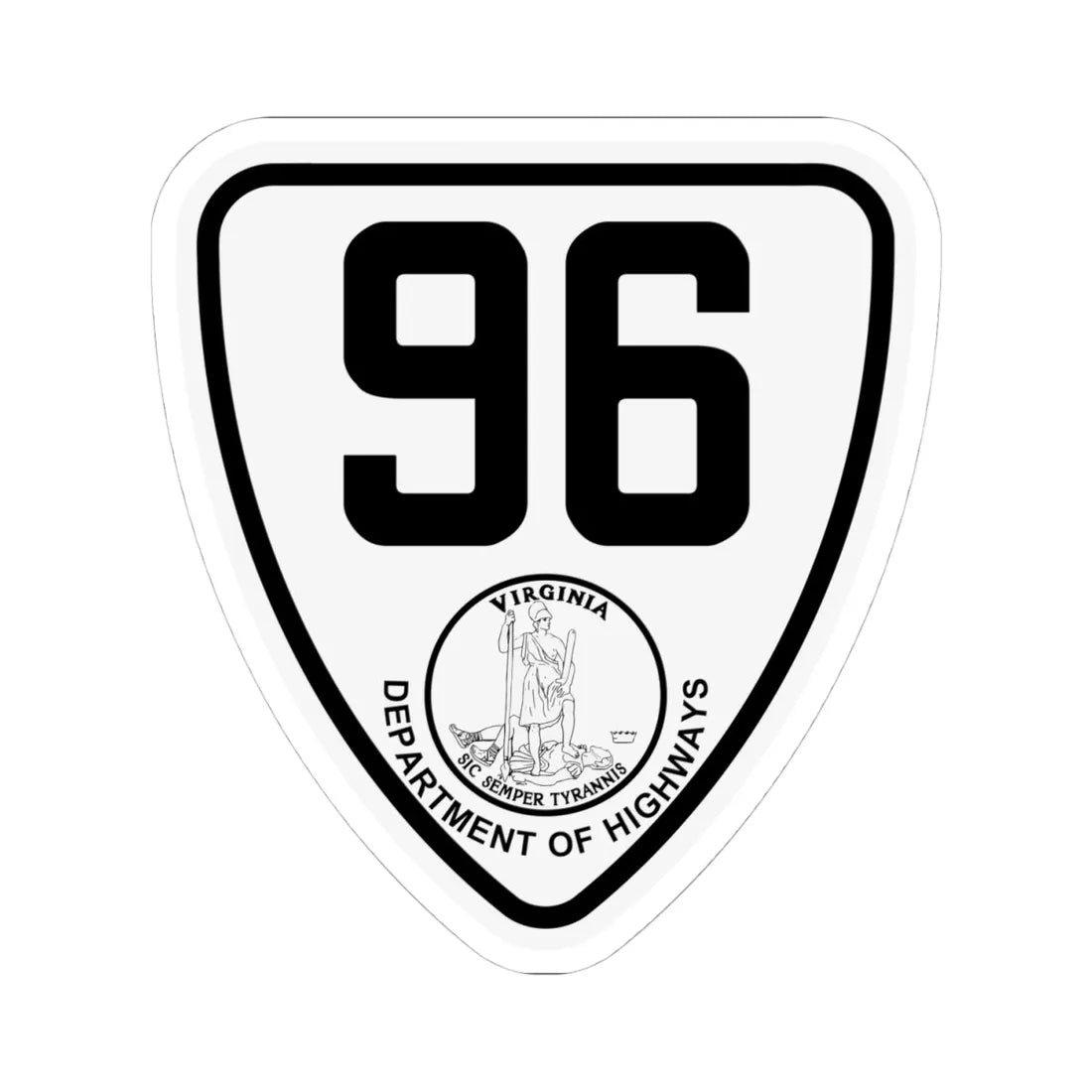 Virginia 96 1924 (Virginia) (Road Sign) STICKER Vinyl Kiss-Cut Decal 4 Inch White - The Sticker Space
