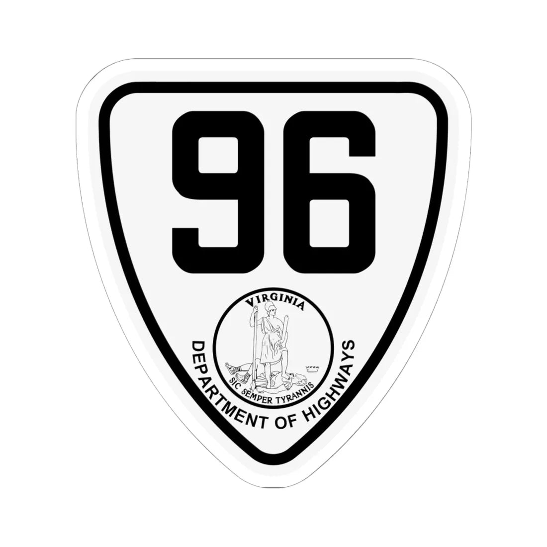 Virginia 96 1924 (Virginia) (Road Sign) STICKER Vinyl Kiss-Cut Decal 6 Inch White - The Sticker Space