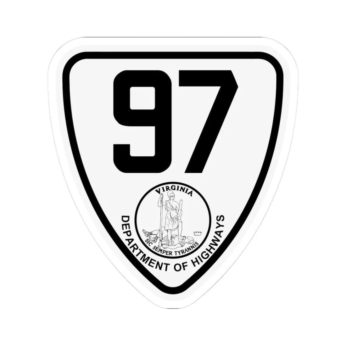 Virginia 97 1924 (Virginia) (Road Sign) STICKER Vinyl Kiss-Cut Decal 3 Inch White - The Sticker Space